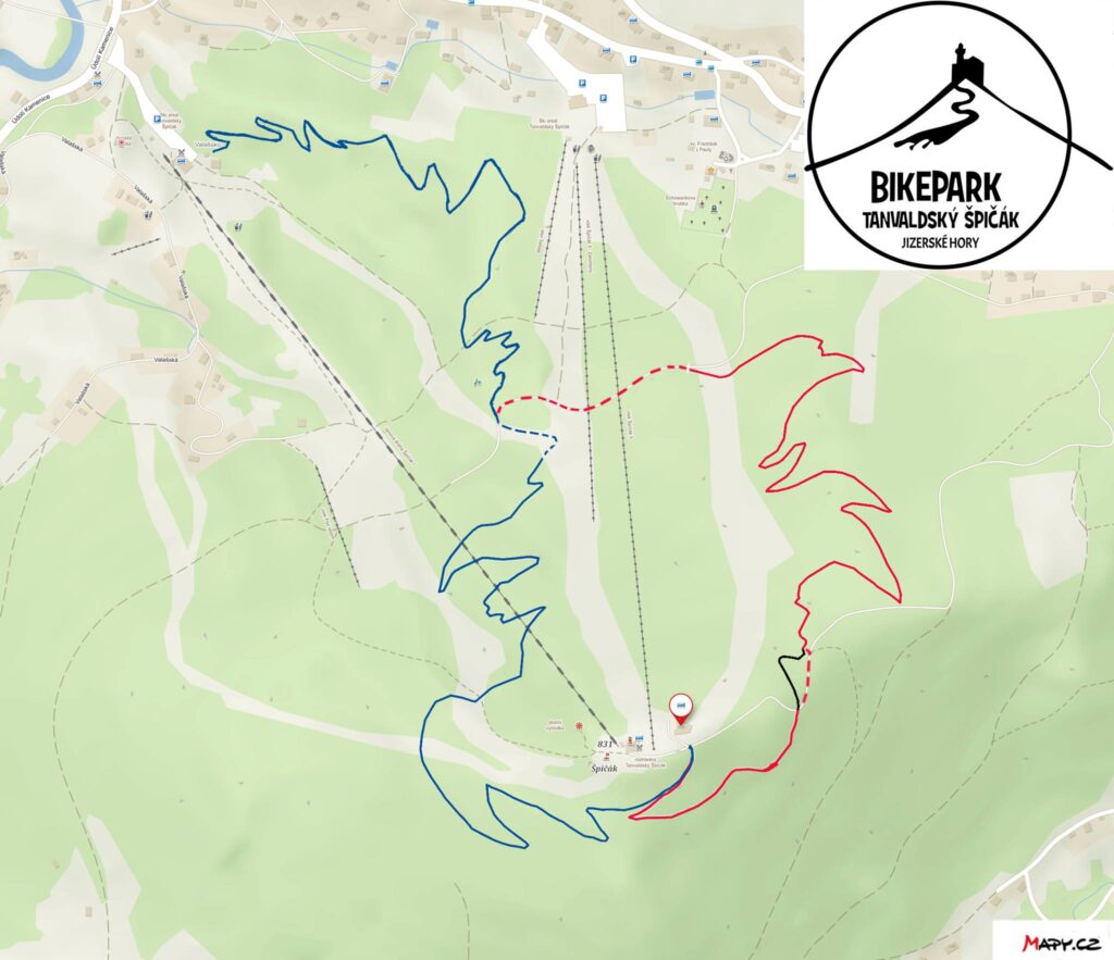Bikepark Tanvaldský špičák mapa