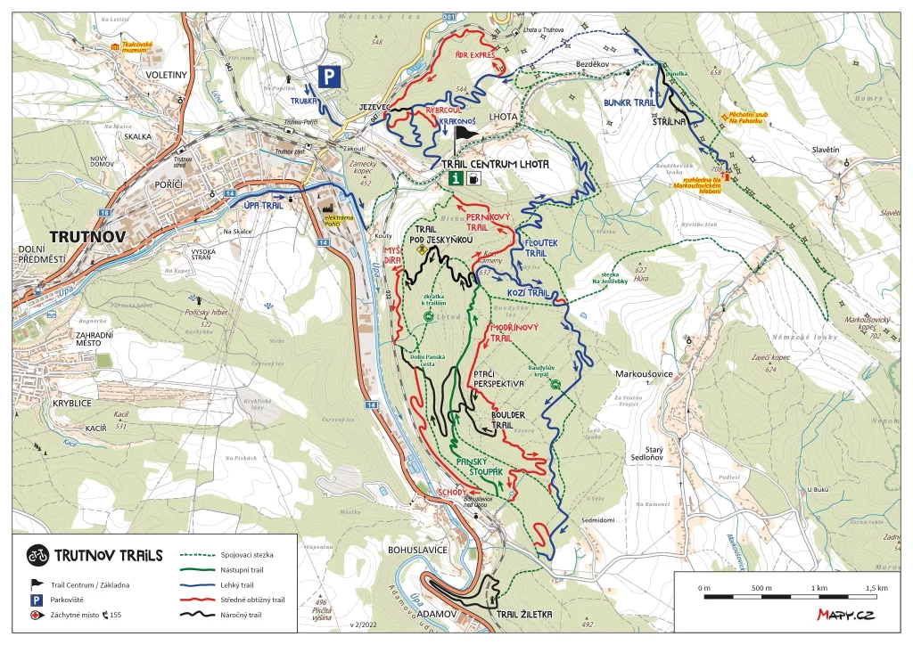 trutnov trails mapa trailů singltreky.cz